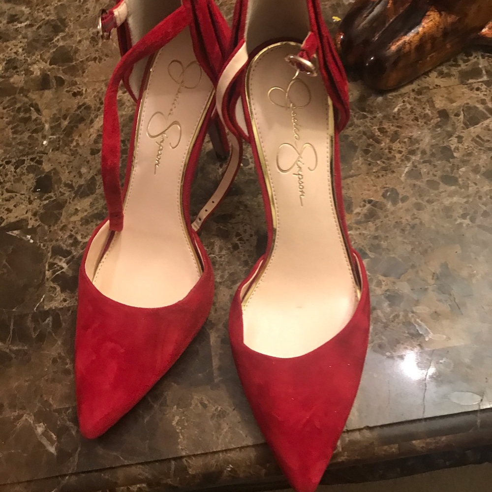 Red , Jessica Simpson stiletto heels.